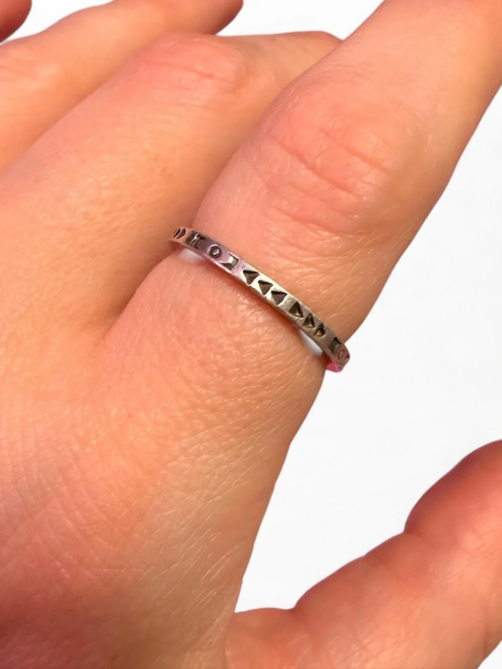 Sterling Silver Geometric carved arrow southwestern Band ring